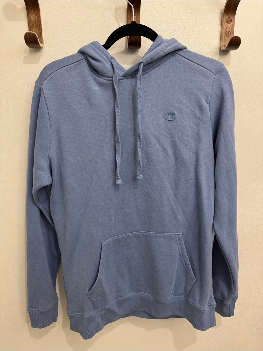 Champion Light Blue Pullover Hoodie with Embroidered Logo